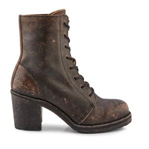 Like New Frye Karen Combat Boots - Black/Brown Distressed, Size 6